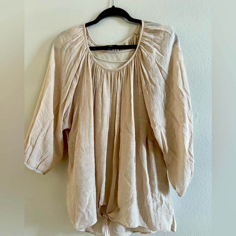 Plus size beige beautiful blouse.